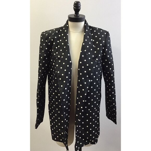 Woman’s Vintage Black and White Polka Dot Blazer Size Small with Shoulder Pads - Picture 1 of 2